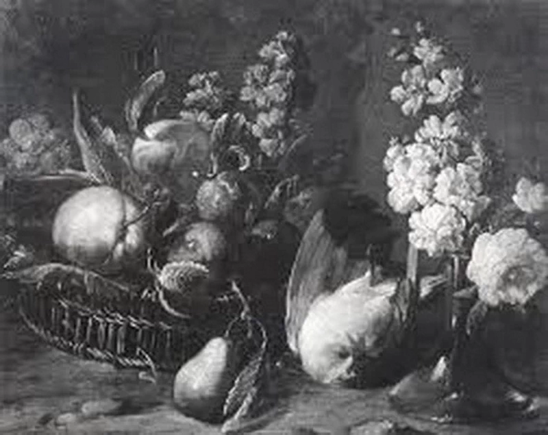 Candido - Natura morta con cesto di frutta e fiori